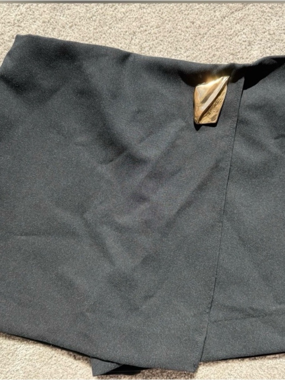 Zara Black Mini Skirt with Gold Accent Hardware